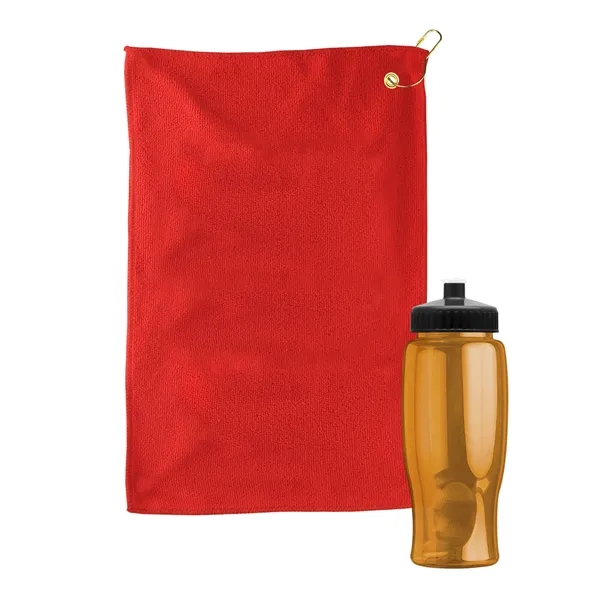 27 oz. Poly-pure transparent bottle with microfiber golf towel. Towel is... from ASI 40480 Koozie Group
