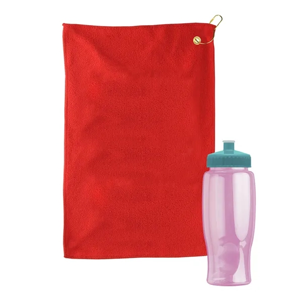 27 oz. Poly-pure transparent bottle with microfiber golf towel. Towel is... from ASI 40480 Koozie Group