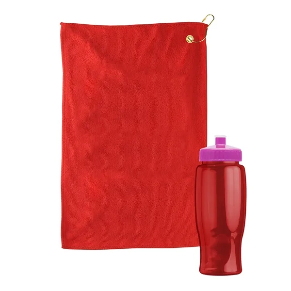 27 oz. Poly-pure transparent bottle with microfiber golf towel. Towel is... from ASI 40480 Koozie Group