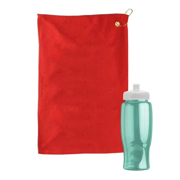 27 oz. Poly-pure transparent bottle with microfiber golf towel. Towel is... from ASI 40480 Koozie Group