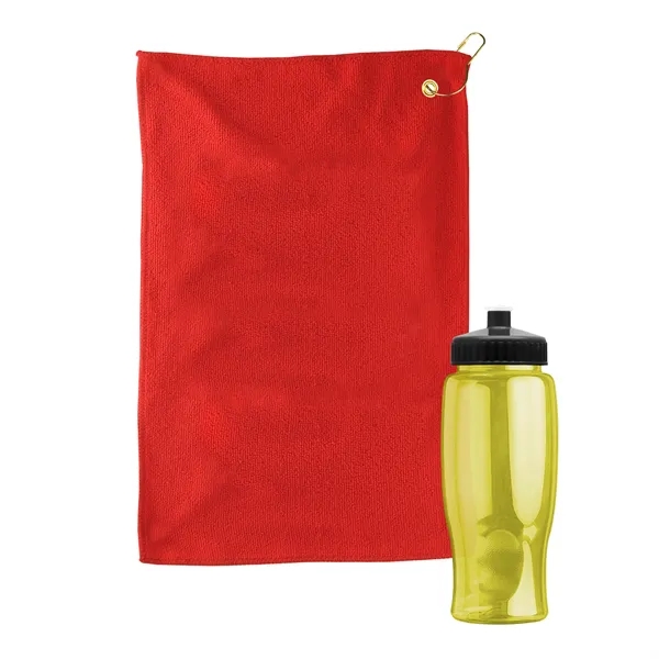 27 oz. Poly-pure transparent bottle with microfiber golf towel. Towel is... from ASI 40480 Koozie Group