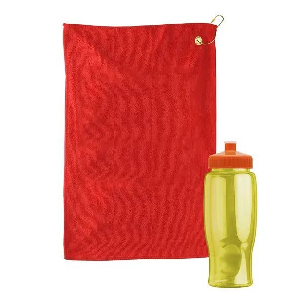 27 oz. Poly-pure transparent bottle with microfiber golf towel. Towel is... from ASI 40480 Koozie Group