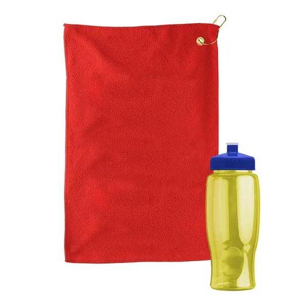 27 oz. Poly-pure transparent bottle with microfiber golf towel. Towel is... from ASI 40480 Koozie Group