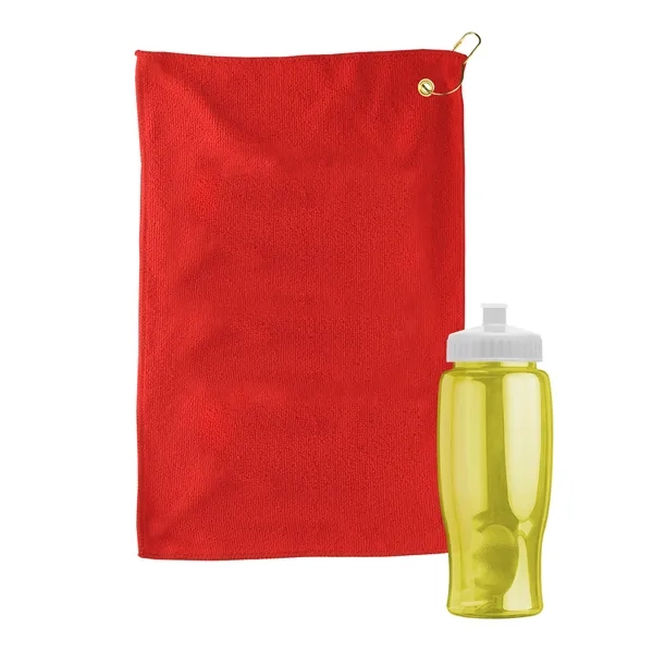 27 oz. Poly-pure transparent bottle with microfiber golf towel. Towel is... from ASI 40480 Koozie Group