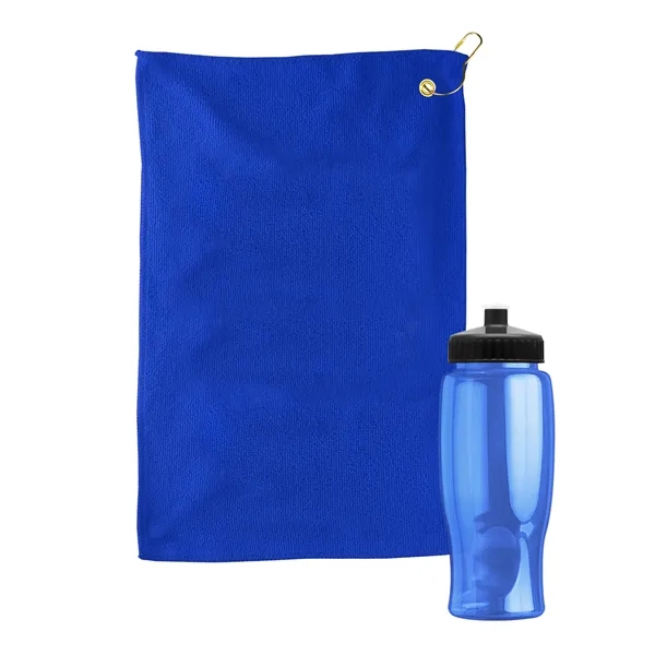 27 oz. Poly-pure transparent bottle with microfiber golf towel. Towel is... from ASI 40480 Koozie Group