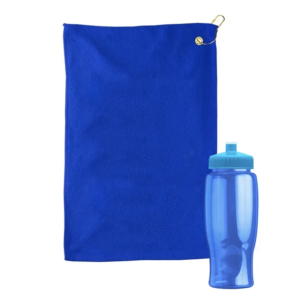 27 oz. Poly-pure transparent bottle with microfiber golf towel. Towel is... from ASI 40480 Koozie Group