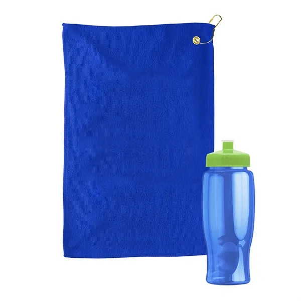 27 oz. Poly-pure transparent bottle with microfiber golf towel. Towel is... from ASI 40480 Koozie Group