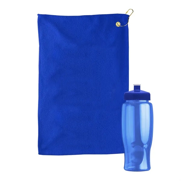 27 oz. Poly-pure transparent bottle with microfiber golf towel. Towel is... from ASI 40480 Koozie Group