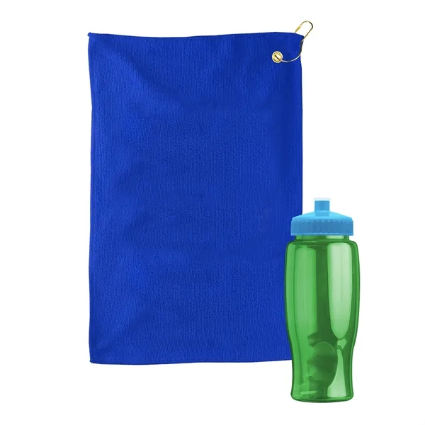 27 oz. Poly-pure transparent bottle with microfiber golf towel. Towel is... from ASI 40480 Koozie Group