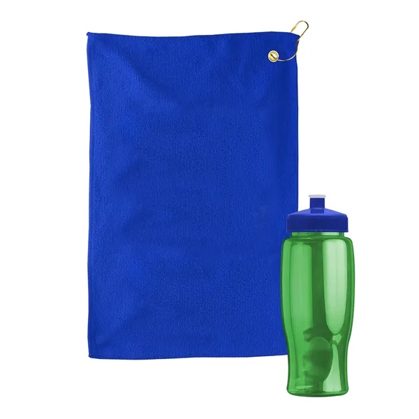 27 oz. Poly-pure transparent bottle with microfiber golf towel. Towel is... from ASI 40480 Koozie Group