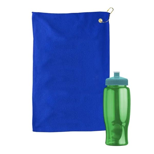 27 oz. Poly-pure transparent bottle with microfiber golf towel. Towel is... from ASI 40480 Koozie Group