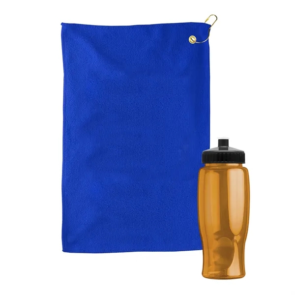 27 oz. Poly-pure transparent bottle with microfiber golf towel. Towel is... from ASI 40480 Koozie Group