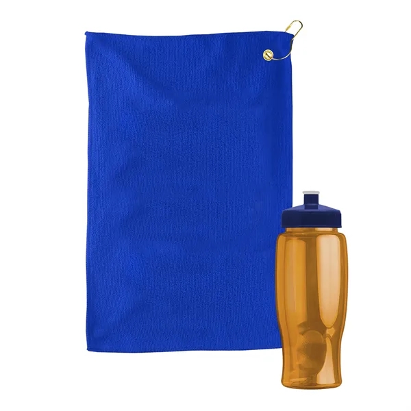 27 oz. Poly-pure transparent bottle with microfiber golf towel. Towel is... from ASI 40480 Koozie Group