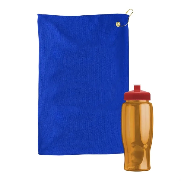 27 oz. Poly-pure transparent bottle with microfiber golf towel. Towel is... from ASI 40480 Koozie Group