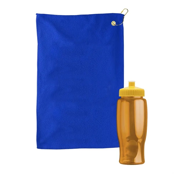 27 oz. Poly-pure transparent bottle with microfiber golf towel. Towel is... from ASI 40480 Koozie Group
