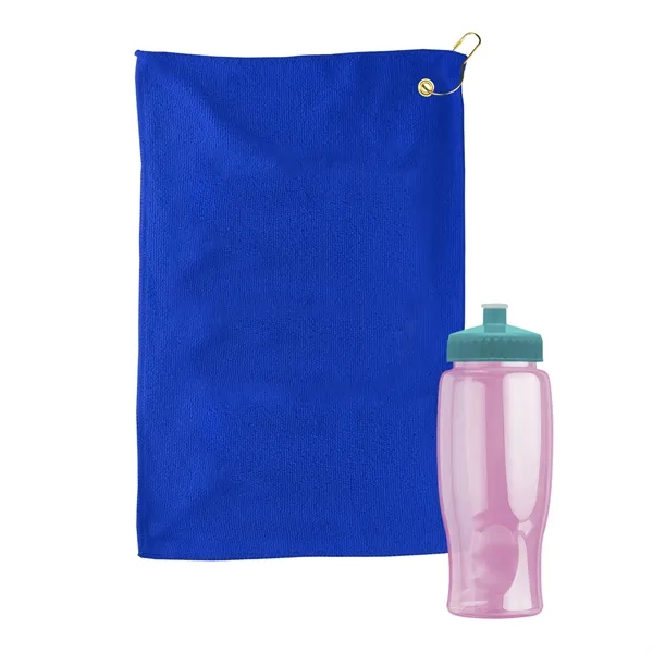 27 oz. Poly-pure transparent bottle with microfiber golf towel. Towel is... from ASI 40480 Koozie Group