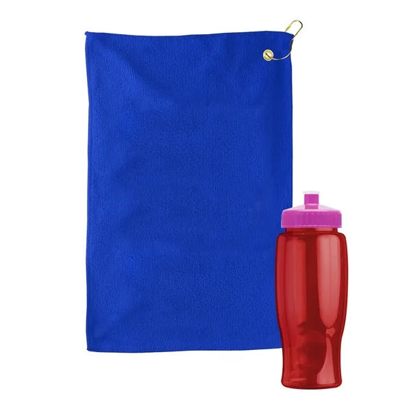 27 oz. Poly-pure transparent bottle with microfiber golf towel. Towel is... from ASI 40480 Koozie Group