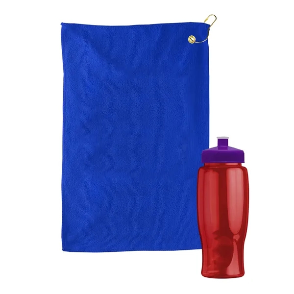 27 oz. Poly-pure transparent bottle with microfiber golf towel. Towel is... from ASI 40480 Koozie Group