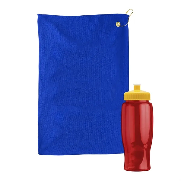 27 oz. Poly-pure transparent bottle with microfiber golf towel. Towel is... from ASI 40480 Koozie Group