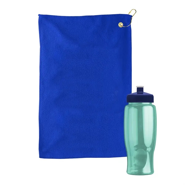 27 oz. Poly-pure transparent bottle with microfiber golf towel. Towel is... from ASI 40480 Koozie Group