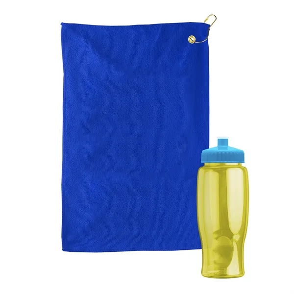 27 oz. Poly-pure transparent bottle with microfiber golf towel. Towel is... from ASI 40480 Koozie Group