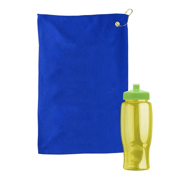 27 oz. Poly-pure transparent bottle with microfiber golf towel. Towel is... from ASI 40480 Koozie Group