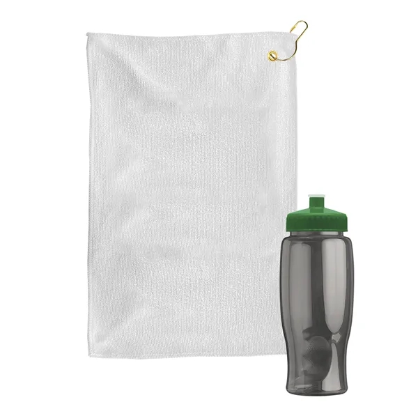 27 oz. Poly-pure transparent bottle with microfiber golf towel. Towel is... from ASI 40480 Koozie Group
