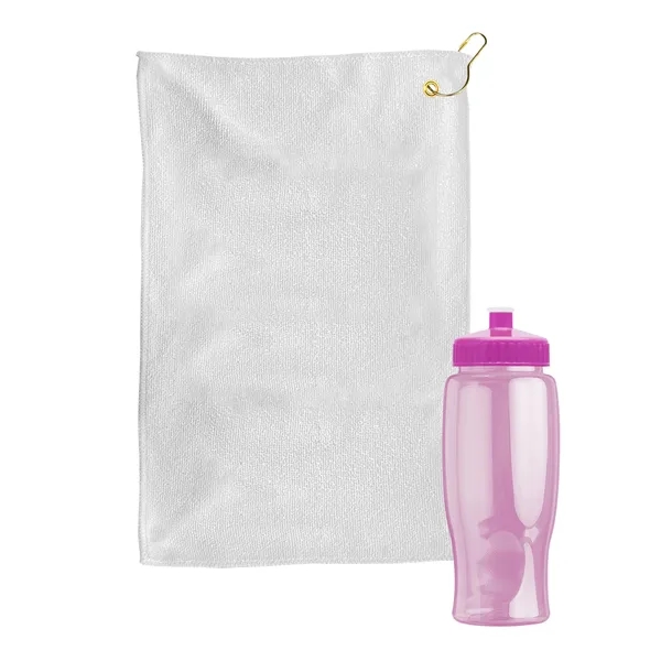27 oz. Poly-pure transparent bottle with microfiber golf towel. Towel is... from ASI 40480 Koozie Group