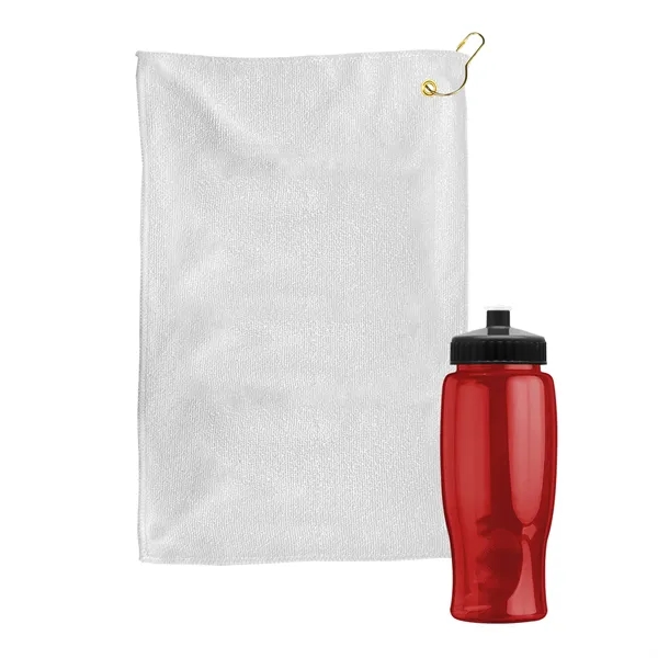 27 oz. Poly-pure transparent bottle with microfiber golf towel. Towel is... from ASI 40480 Koozie Group