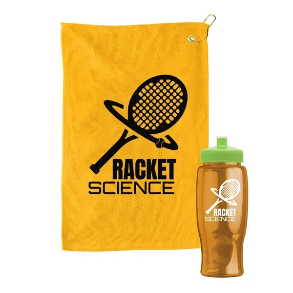 27 oz. Poly-pure transparent bottle with microfiber golf towel. Towel is... from ASI 40480 Koozie Group