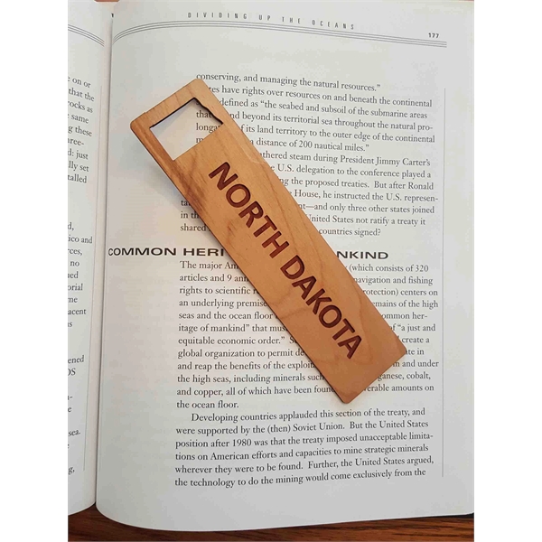 1.5" x 6" hardwood bookmark with laser engraving, North Dakota state... from ASI 92531 Unique Custom Products / UCP