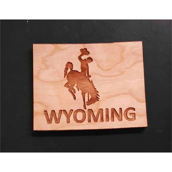 2" hardwood magnets featuring the shape of the State of Wyoming;... from ASI 92531 Unique Custom Products / UCP