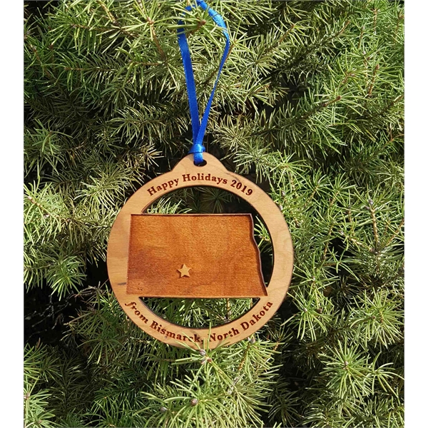 3.5" solid hardwood ornament featuring the shape of the State of... from ASI 92531 Unique Custom Products / UCP