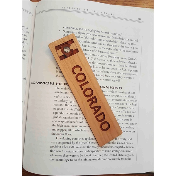 1.5" x 6" hardwood bookmark with laser engraving, Colorado state name... from ASI 92531 Unique Custom Products / UCP
