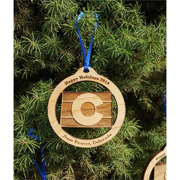 3.5" solid hardwood ornament featuring the shape of the State of... from ASI 92531 Unique Custom Products / UCP