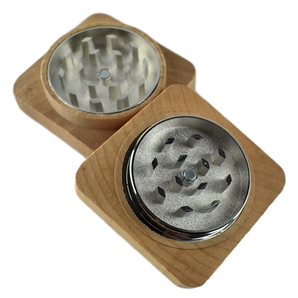 2" square Herb Grinder made from wood and stainless steel... from ASI 72657 Active Life Promo / Apres Ski Ingrain Promo