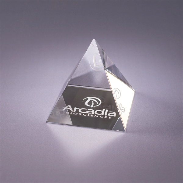 3" x 3" pyramid shaped optic crystal paperweight with deep etch... from ASI 62985 J. Charles