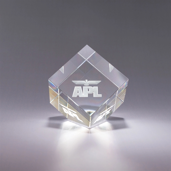3" x 3" optic crystal paperweight that's balanced on one corner;... from ASI 62985 J. Charles