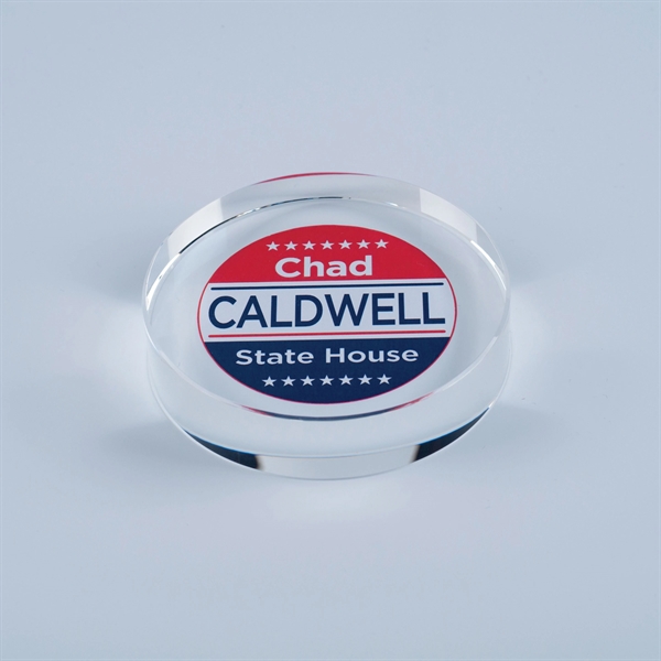 3.5" x 0.75" optic crystal paperweight with your choice of a... from ASI 62985 J. Charles