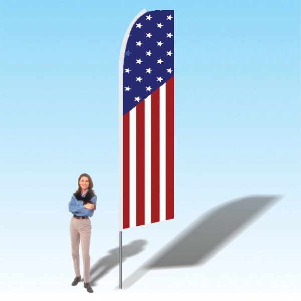 15 foot customizable logo polyester mesh promo flag with carbon-fiber ground... from ASI 30442 Above & Beyond Advertising Products / PromoAdLine