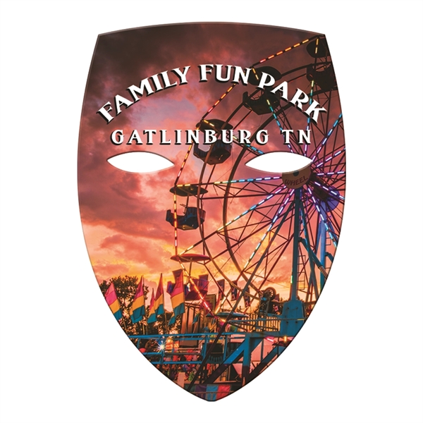 Mask shaped hand fan without stick with a high gloss finish.... from ASI 67620 Lion Circle Corp / Lion/Circle