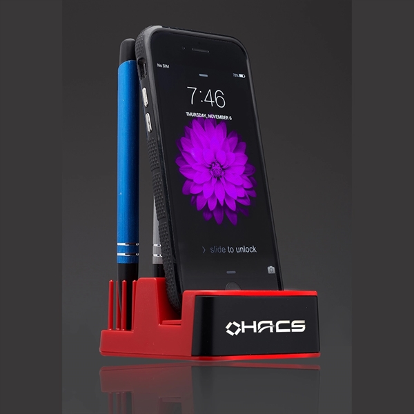 Plastic phone stand with lights that are activated when phone is... from ASI 39552 BEL Promo
