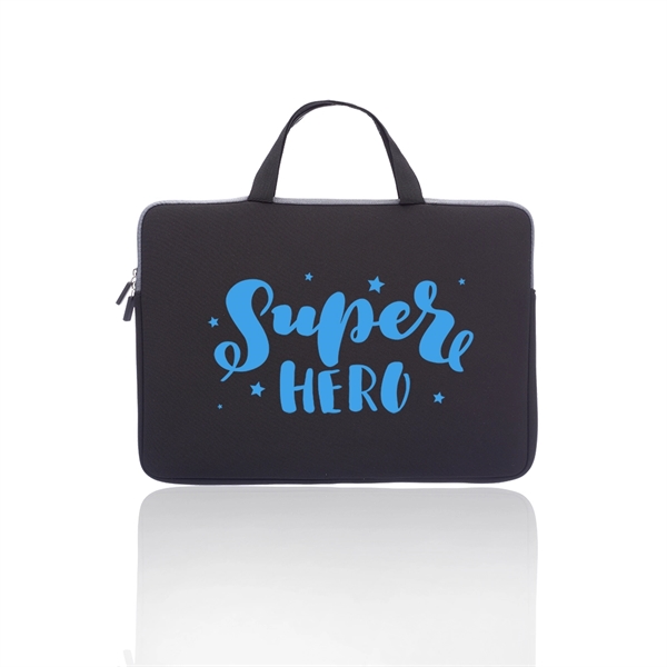 Neoprene laptop sleeve that fits devices up to 15"; features zipper... from ASI 39552 BEL Promo
