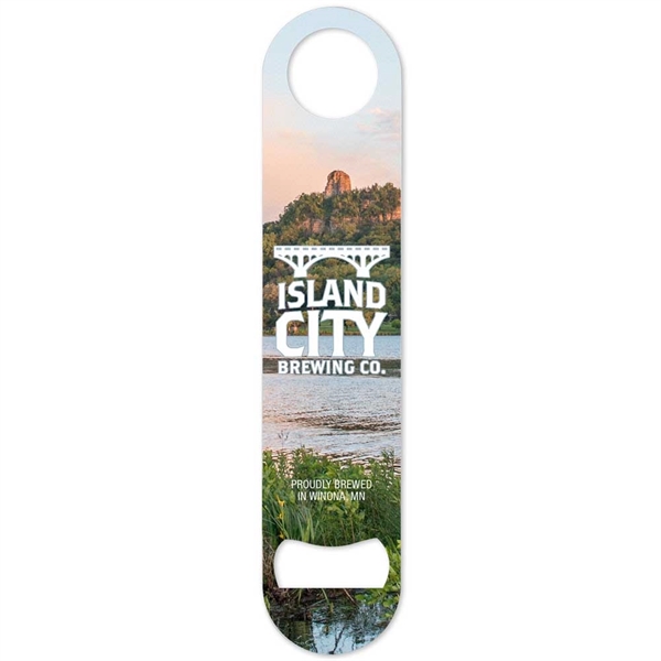 Metal bottle opener measuring 1.56" x 6.87" with a white powder-coated... from ASI 66390 LarLu