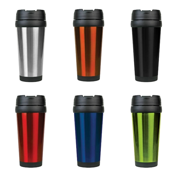 7.6" x 2.5" metal 16-ounce travel mug with lid and optional... from ASI 92531 Unique Custom Products / UCP