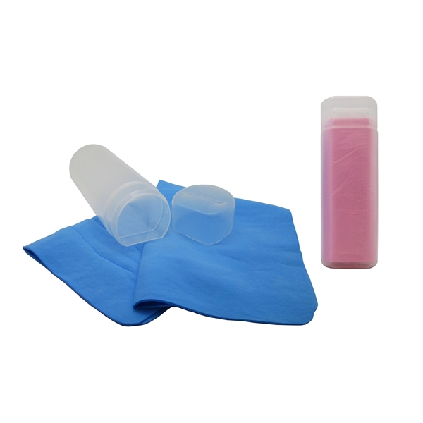 Cooling towel in 7.5" x 2.5" clear case.... from ASI 90859 Tempo Industries Inc