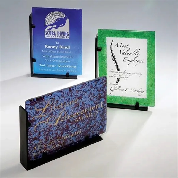 Recycled glass award with recycled iron base.... from ASI 84592 St Regis Group / R S Owens & Co Inc