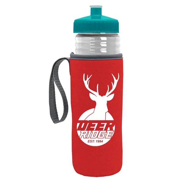 24 oz. Sports Bottle & Caddy - Push-Pull Lid... from ASI 40480 Koozie Group