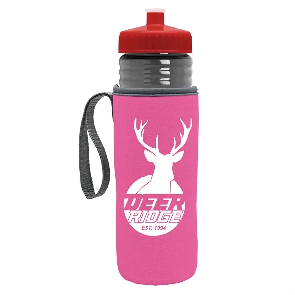 24 oz. Sports Bottle & Caddy - Push-Pull Lid... from ASI 40480 Koozie Group