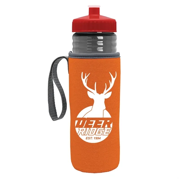 24 oz. Sports Bottle & Caddy - Push-Pull Lid... from ASI 40480 Koozie Group